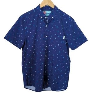 Chubbies Men’s M Blue Sailboat Nautical Print Short Sleeve Button Down S…